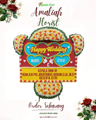 Karangan Papan Bunga Pernikahan di Surobayan